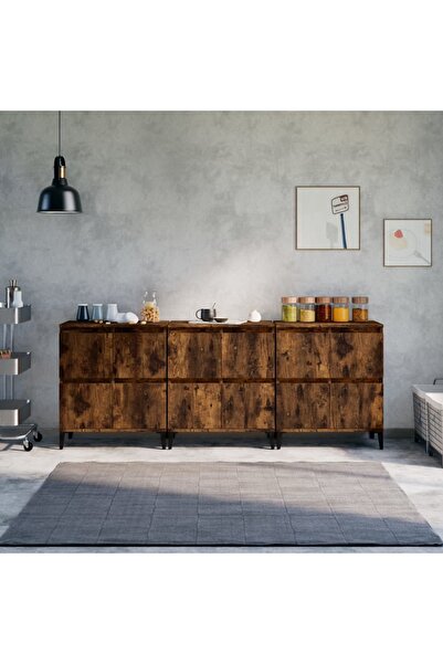 Concept Servante, 3 buc, stejar afumat, 60x35x70 cm, lemn prelucrat