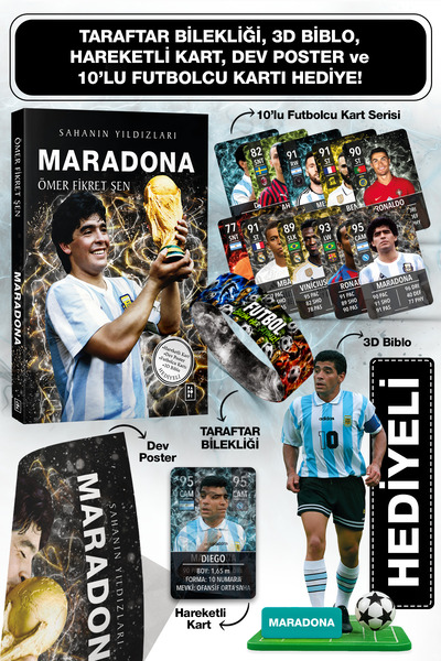 Parodi Yayınları Maradona Futbolcu Kitabı - 3D Biblo, 8'li Futbolcu Kartı, De...
