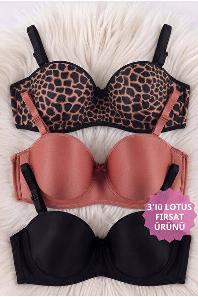 CHOCHO Set de sutien Lotus fără armătură, cu susținere, din 3 piese, pentru f...