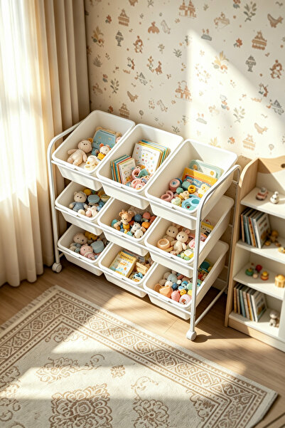 Shangxing Three-tier large-capacity toy drawer-style storage rack withwheels ...