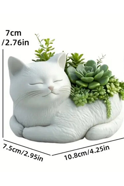 homika dekorasyon Boya Hediyeli Sevimli Kedi Taş Tozu Saksı Mumluk Mini Sukul...