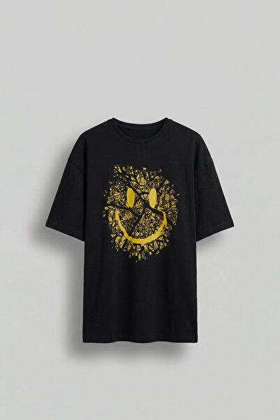 ablukaonline Erkek Baskılı Oversize T-Shirt Siyah