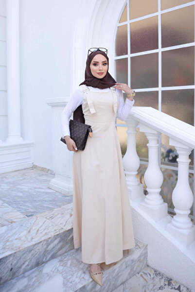 İmajButik Bej Fermuar Detaylı Gabardin Jile