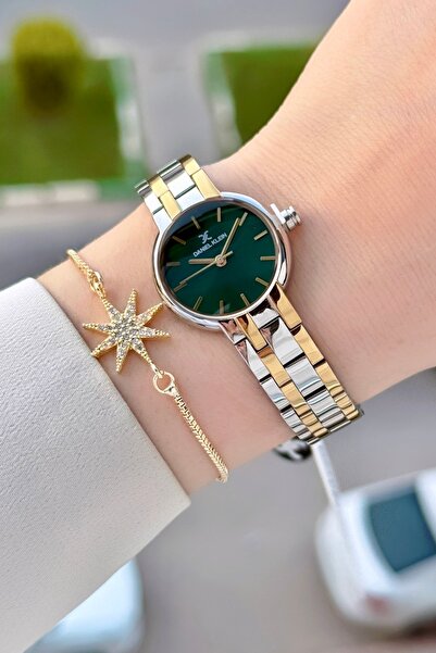 Daniel Klein 25 mm Women's Wristwatch with Green Dial and Gold Silver Color S...