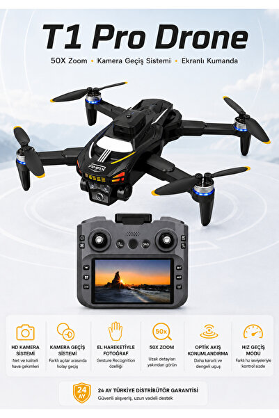 Ayers T1PRO Drone HD Kameralı Ekranlı Kumandalı 50X Zoom Kamera Geçiş Sisteml...