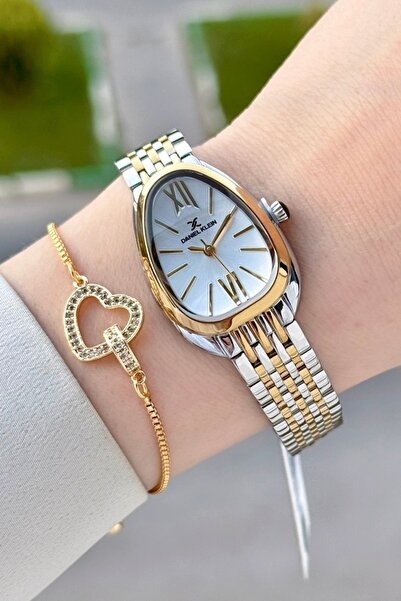 Daniel Klein Gold Gümüş Renk 25 Mm Kadın Kol Saati ve Bileklik