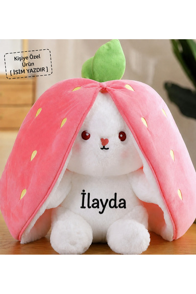 Pandamkee Özgüneroyuncak.KK 50 Cm Çilek Çantalı Tavşan Sevgiliye Özel