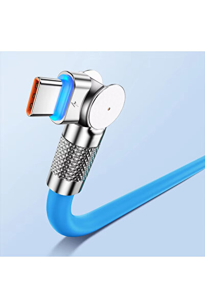Choice كابل USB نوع C بطول 2 متر باللون الأزرق من NNBILI، بزاوية 180 درجة، لل...