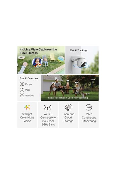 TP-LINK Tapo C560WS 4K 8MP 360° Renkli Gece Görüş ve Akıllı Hareket Algılama Dış Mekan Güvenlik Kamerası