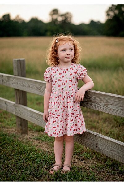 minojoy Cherry Pattern Girl's Dress
