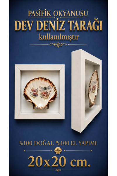miceda art studio El Yapımı Deniz Kabuğu Tablo Çerçeveli Geleneksel Dekoratif...