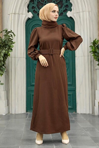 Neva Style Rochie maro cu guler înalt 17861KH