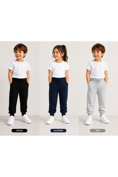 Alerva Triple Pack Children's Trackpants Gray-Black-Dark Blue