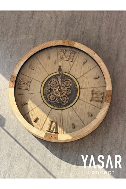 YASAR CONCEPT Cortessa Ahşap Çarklı Duvar Saati 55 Cm