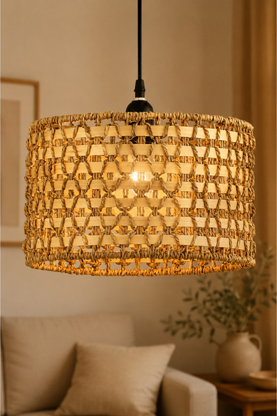 Lambadar Platinium Model Tekli Rattan Bambu Modern Tasarım İskandinav Bohem S...
