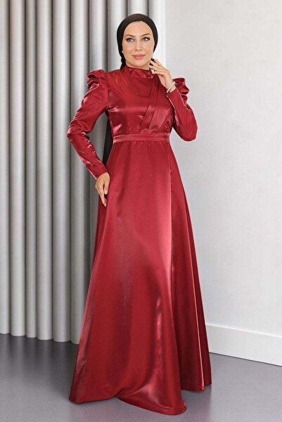 Missvalle Draped Chest Evening Dress Claret Red 19124