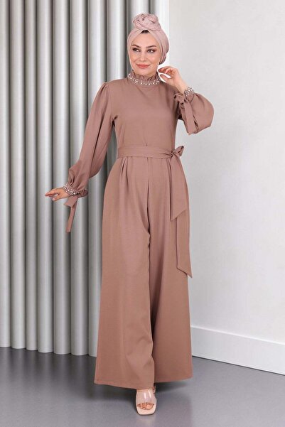 Missvalle Pearl Detailed Jumpsuit Dress Mink 19152