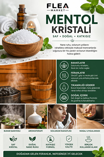 Flea Market Saf Kristal Mentol - ( Sauna,Buhar Banyosu ) 28gr.