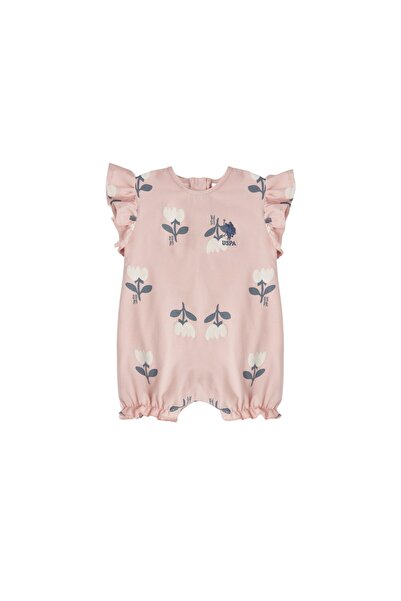 U.S. Polo Assn. Lisanslı Roses Pembe Kız Bebek Tulum