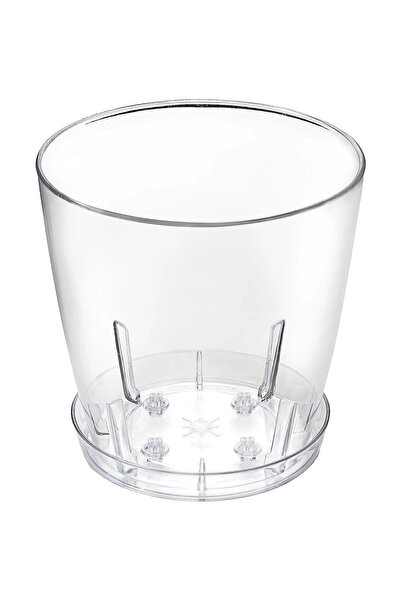 ToXA 1.6 Litre Orkide Saksısı (13 cm) Tabaklı Drenajlı Delikli Şeffaf Kristal Plastik