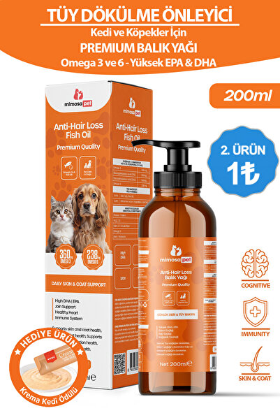 Mimosa Pet Kedi ve Köpekler İçin Tüy Dökülmesini Önleyici Omega 3-6 Premium B...