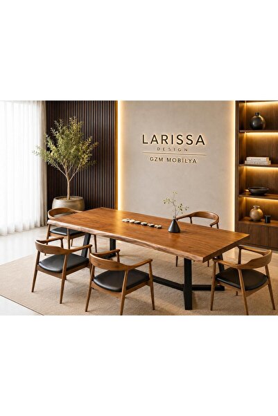 larissa design masa takımı kütük masa 6 sandalye