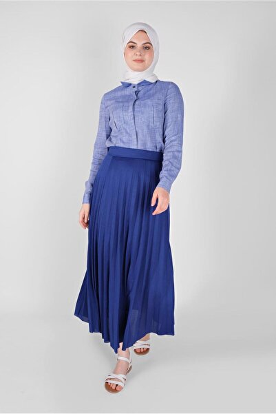 TRENDTESETTÜR Women's Navy Blue (S Cobalt Pleated Skirt 1961