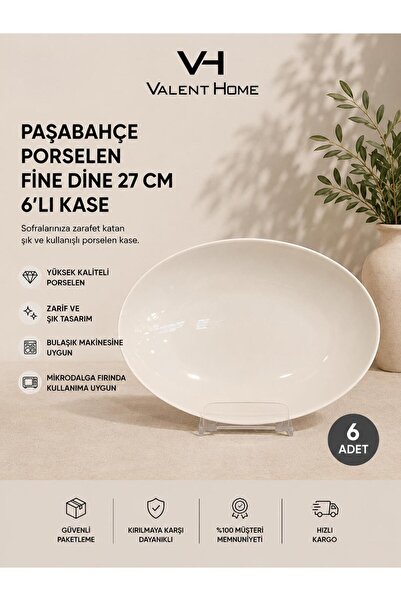 Paşabahçe Porcelain Fine Dine 27 cm 6-Piece Bowl
