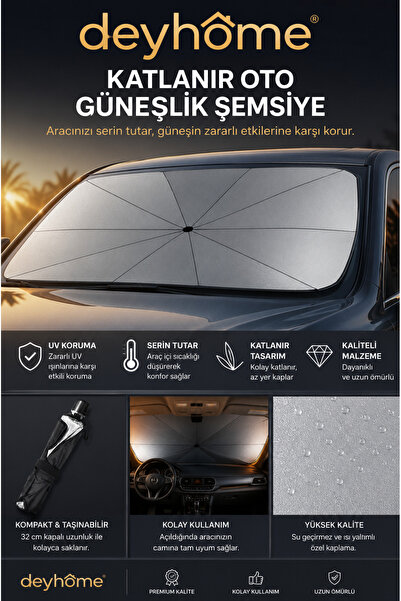 DEYHOME Parasolar auto pentru parbriz, parasolar pentru geamul mașinii, paras...