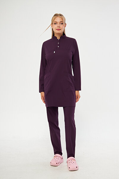Class Üniforma Hijab Dark Plum Lycra Γυναικεία ιατρική στολή γιατρού και νοσο...