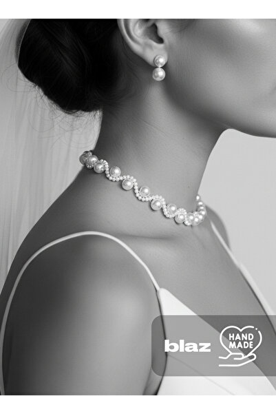 SOFT Kutulu İnci Choker Kolye 24 Ayar Altın Kaplama Modern Zarif Bride Blaz S...
