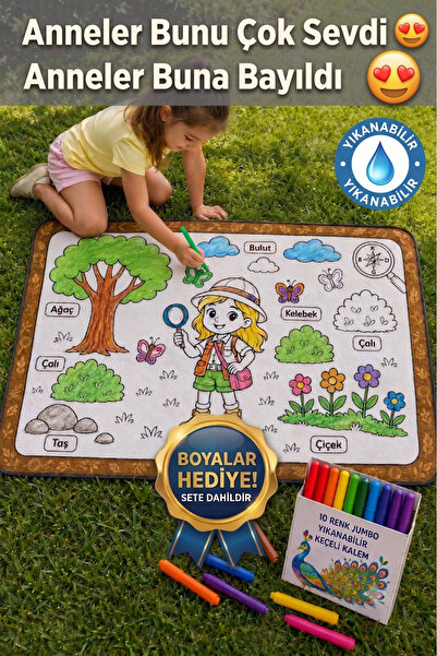 Genel Markalar Eğitici Yıkanabilir Tekrar Boyanabilir Çocuk Odası Oyun Matı B...