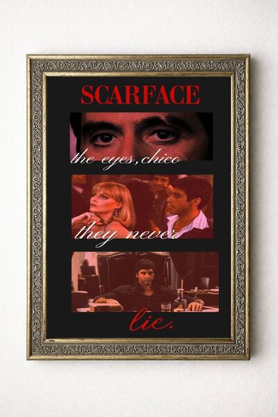BuzzDesigns Tony Montana & Elvira Hancock Scarface The Eyes Chico Tablo (Çerç...
