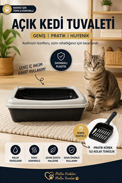 Yıldızhane Kedi Tuvaleti Açık Tuvalet Kabı Kürek ile Gönderilir