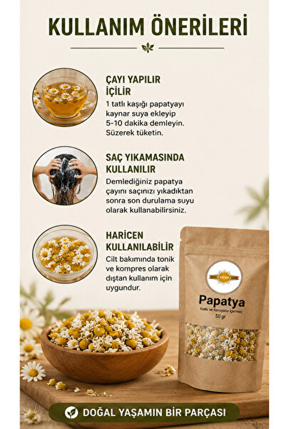 İLMİ ŞİFA Papatya (Papatya Çiçeği – Chamomile – Chamomile Flowers - Yeni Mahsül) Doğal Kurutulmuş 50 GR