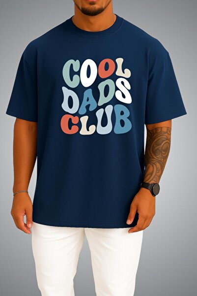 Bahriyeli Collection تي شيرت للجنسين مطبوع عليه Cool Dads Club على الصدر والظهر