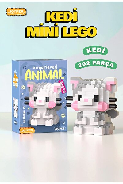 Joyfer 202 Parça Kedi Model Karakter Figürü 3D Yapı Oyuncakları Mikro Blok Ha...