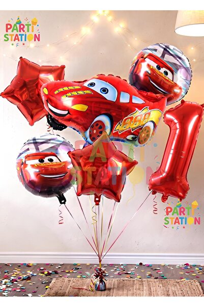 Parti Station Cars Arabalar Şimşek Mcqueen Yarış Arabası Konsept 1 Yaş Balon ...