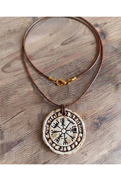 Bilge tasarım El Yapımı Seramik Viking Sembollu Etnik Tasarım Kolye ve Küpe