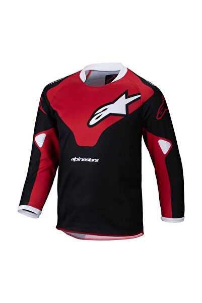 Alpinestars Kids Racer Veil Kros Çocuk Motosiklet Jerseyi Siyah Kırmızı Beyaz