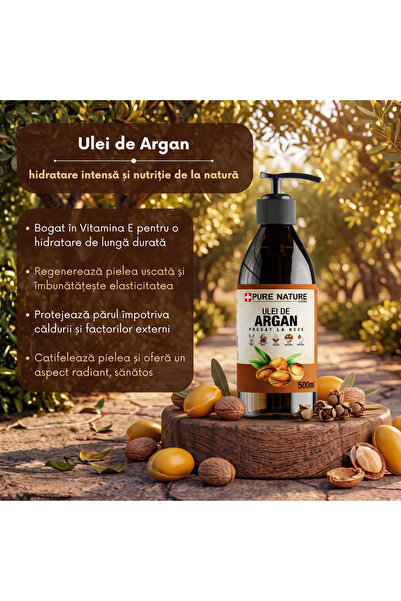 CHOSA Ulei de Argan, Pure , 2x0.5l, Presat la Rece, Nerafinat, cu Dozator, pe...