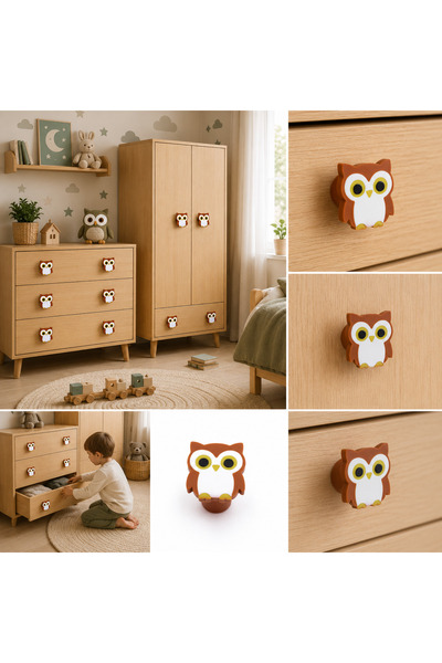 ka tasarım Minipaws Head Collection Montessori Children's Baby Room Handle So...
