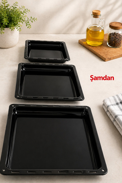 Şamdan 3'LÜ Pizza - Fırın Tepsisi 34-36-43 Cm