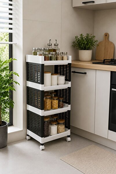 Alezy Tekerlekli Üç Bölmeli Tekerlekli Taşınabilir Mutfak ve Banyo Organizer