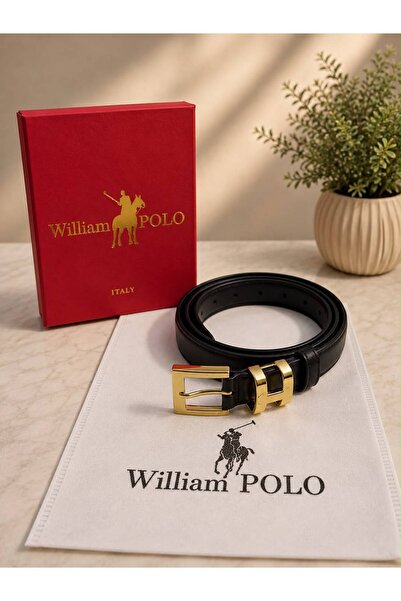 WilliamPolo WILLIAMPOLO Curea de lux pentru femei cu cataramă aurie din piele...