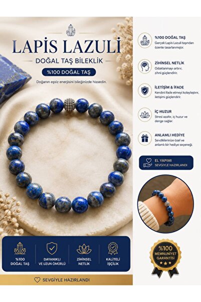 grs oyuncak Doğaltaş Bileklik Lapis Lazuli Taşı 8mm 1 ADET