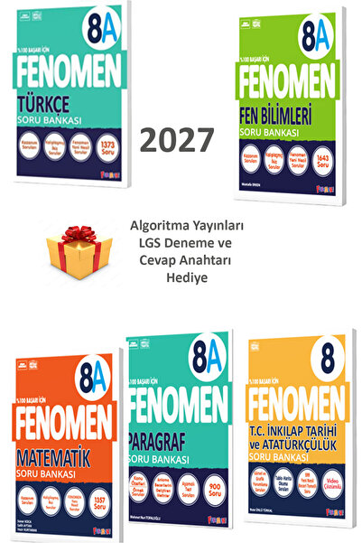 Fenomen Yayıncılık Fenomen Yayınları 8A Set (5 kitap) Türkçe8A, Matematik 8A,...