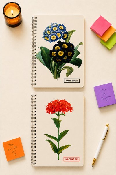 PickyTidy غلاف مغلف بالسيلوفان مقاس A5، 1 قطعة مخططة، 1 قطعة مربعات، 80 ورقة،...