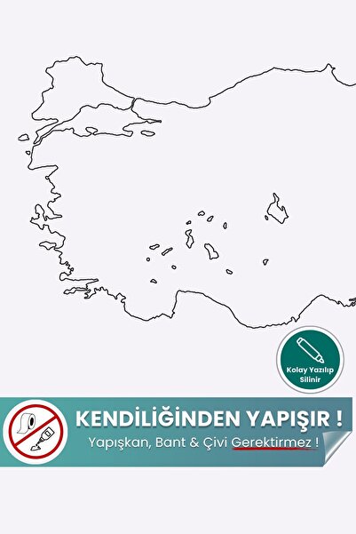 Pi Papers Dilsiz Türkiye Haritası - Yapışkansız Tutunma Ve Yaz-sil Özellikli ...