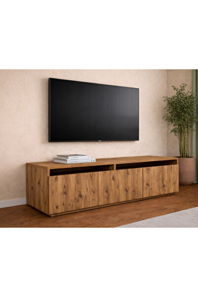 MOBİLİQUE Hilal Modern Ahşap Desenli Tv Ünitesi Atlantik Çam
